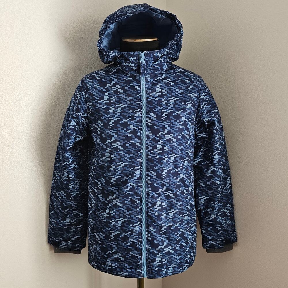 LANDS' END Kids Blue Lightweight Winter Ski Snow Hooded Jacket L 10 - 12